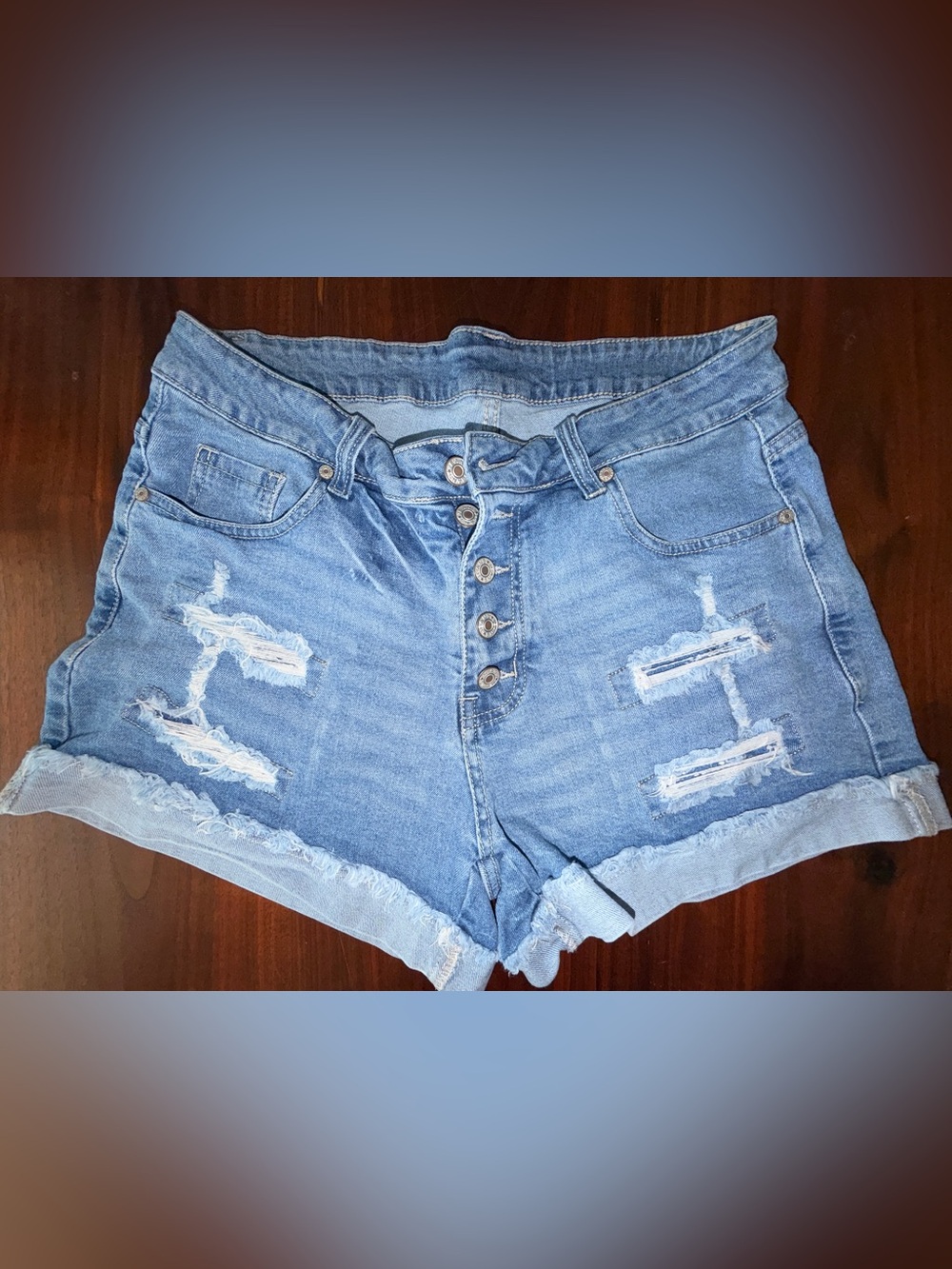 Button Fly Distressed Denim Shorts | Rolled or Unrolled Hem